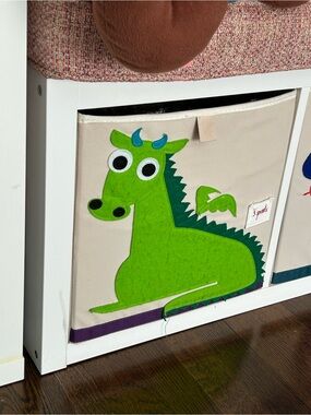 3 sprouts Canvas Storage Bin with Green Dragon Applique - Home Accents